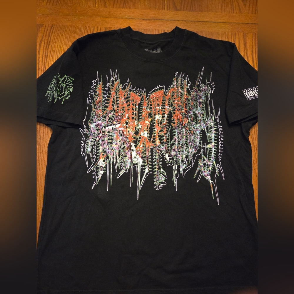 Black Graphic T-Shirt with Multicolor Design